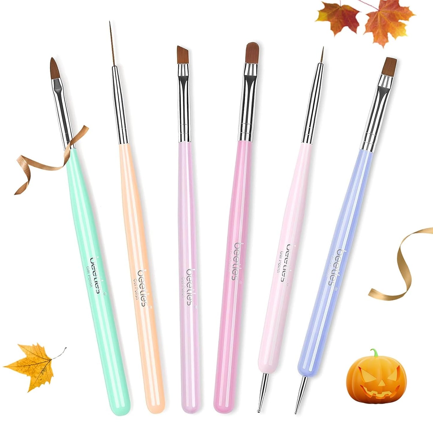 Beetles Nail Art Brushes Set Gel Polish Nail Art Design Pen Painting Tools Fingernail Brush Nail Cleaning Brush Nail Art Liner Brush and Nail Dotting Pen Salon Gift for Girls Women