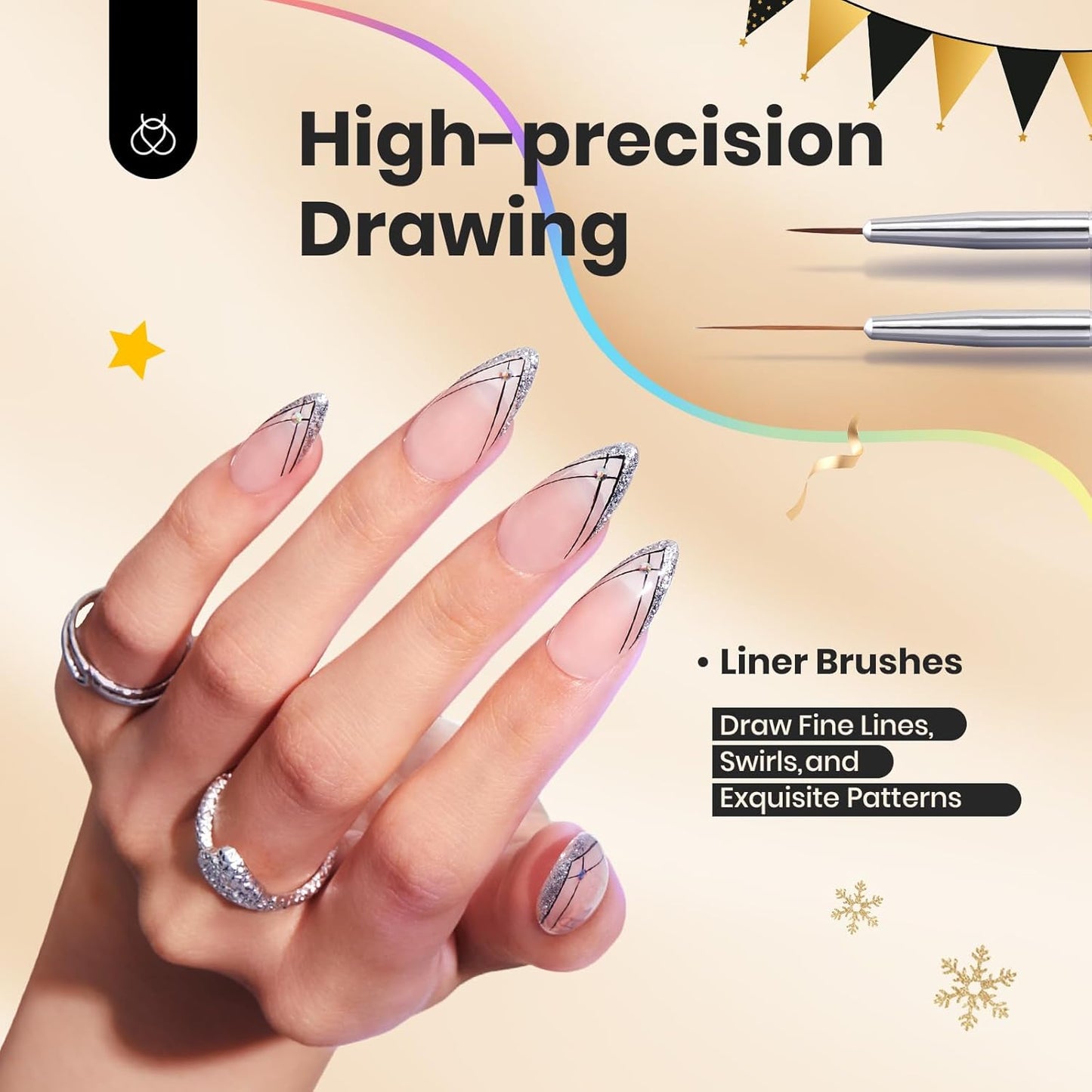 Beetles Nail Art Brushes Set Gel Polish Nail Art Design Pen Painting Tools Fingernail Brush Nail Cleaning Brush Nail Art Liner Brush and Nail Dotting Pen Salon Gift for Girls Women