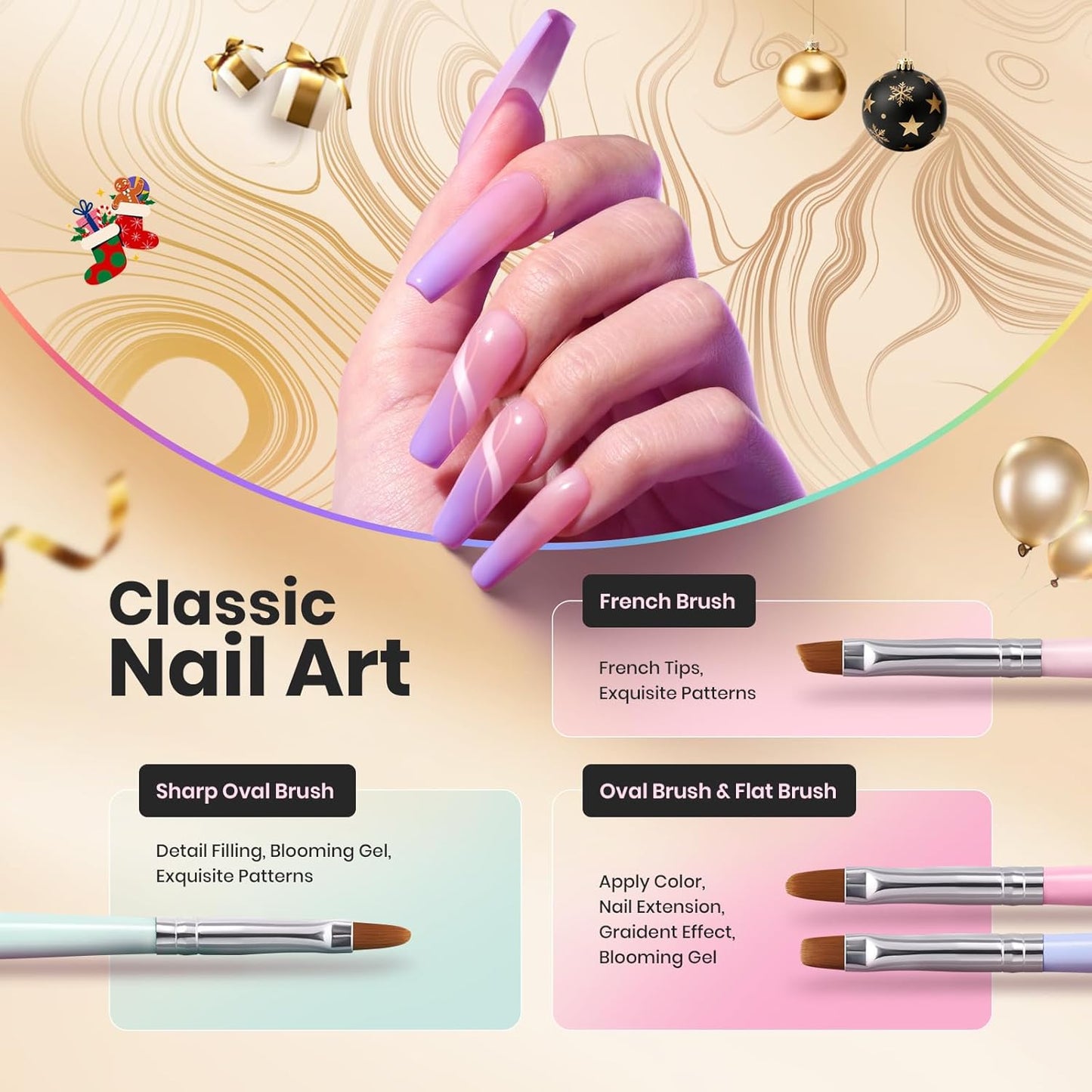 Beetles Nail Art Brushes Set Gel Polish Nail Art Design Pen Painting Tools Fingernail Brush Nail Cleaning Brush Nail Art Liner Brush and Nail Dotting Pen Salon Gift for Girls Women