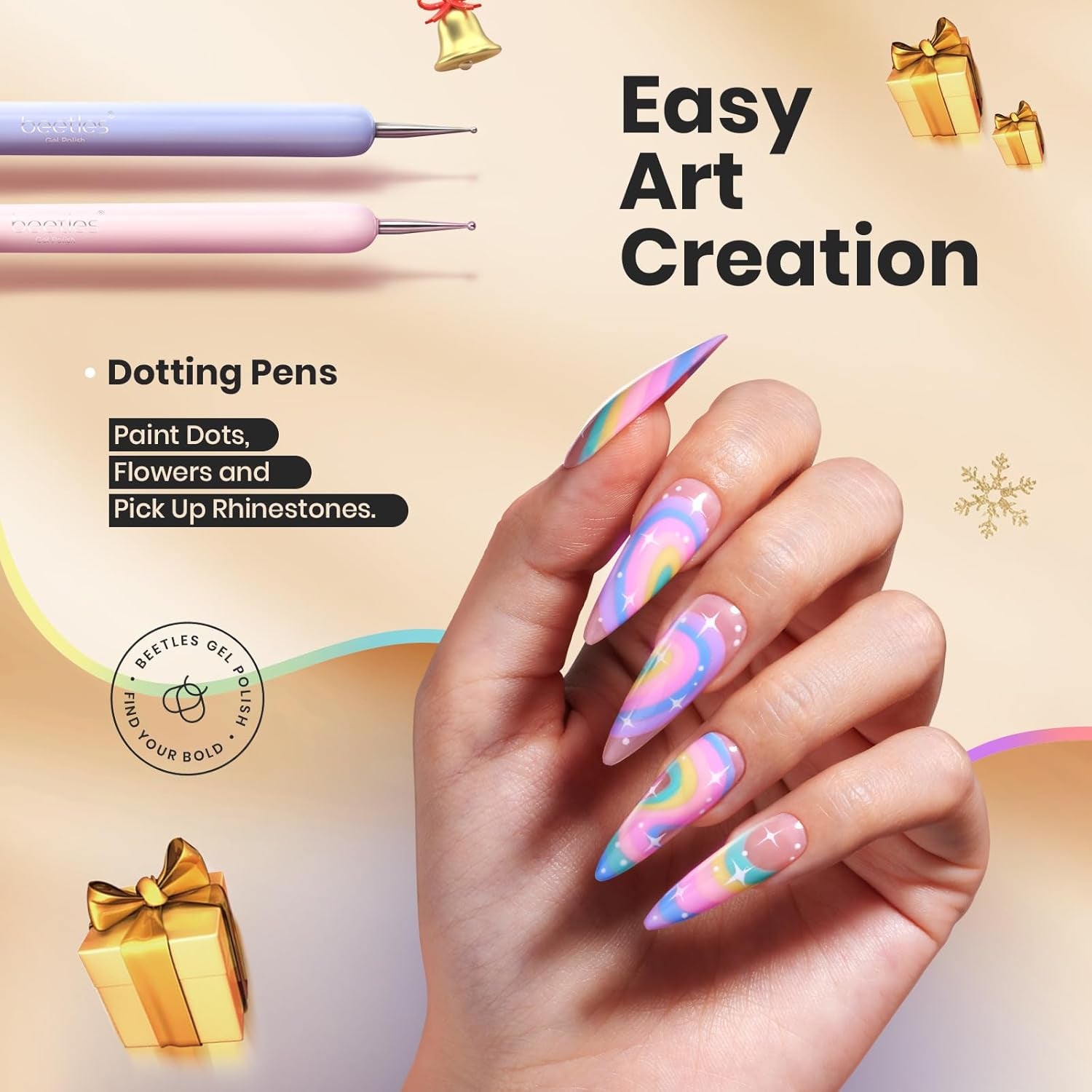 Beetles Nail Art Brushes Set Gel Polish Nail Art Design Pen Painting Tools Fingernail Brush Nail Cleaning Brush Nail Art Liner Brush and Nail Dotting Pen Salon Gift for Girls Women